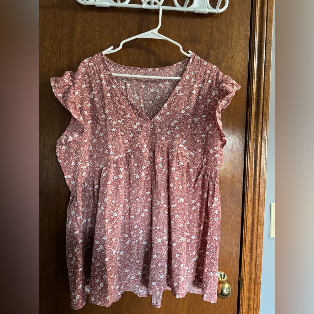Shein Pink Floral Blouse Size 1XL
